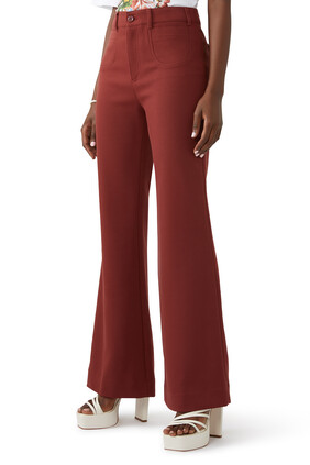 Flared High-Waisted Trousers